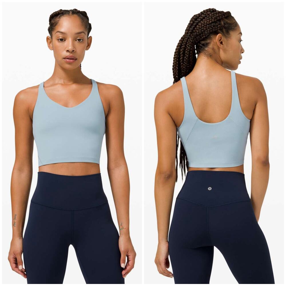 Lululemon Align Tank Chambray Light Blue Size 14 Nulu Scoop Neck Bra Crop Top